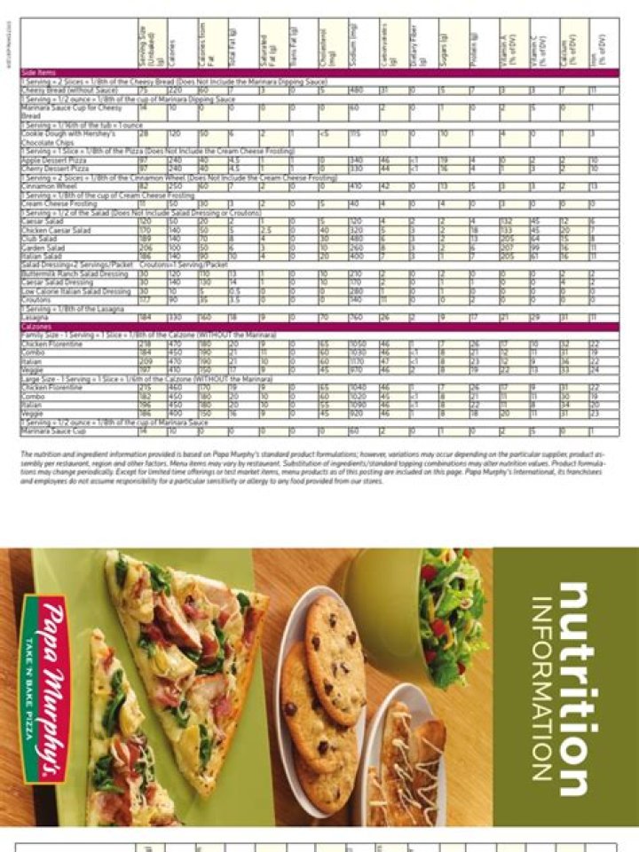 10 Papa Murphy's Nutrition Facts